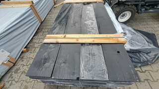 Ca. 28x Vuren Boeidelen Zwart Gecoat, 22x245mm, lengte 540cm